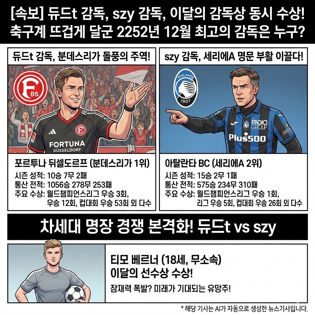 * 듀드t 분데스리가 이달의 감독상 수상* 티모 베르너